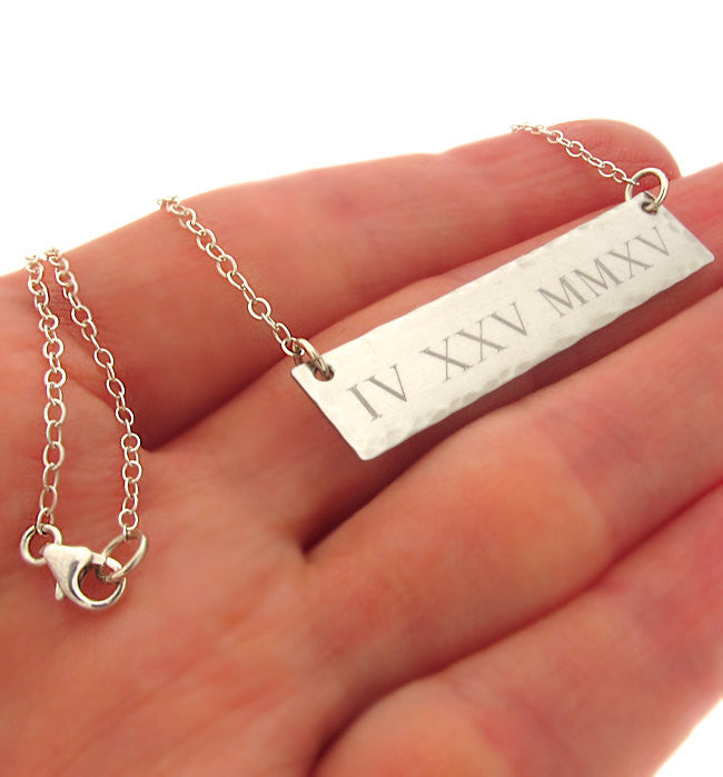 Date engraved silver pendant