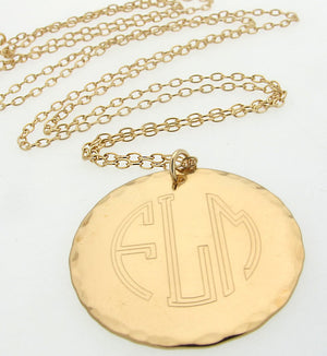 Monogram Gold Engraved Pendant Necklace