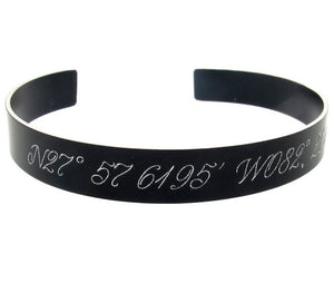 Latitude Longitude Bangle - Custom Black Bracelet
