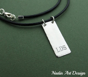 Initial Engraved Pendant - Custom Leather Necklace