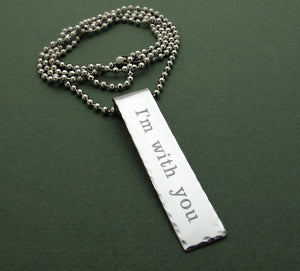 Rectangular Engraved Pendant Necklace - Gift for Him