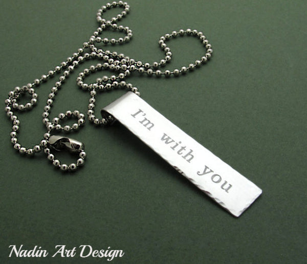 Text tag chain necklace