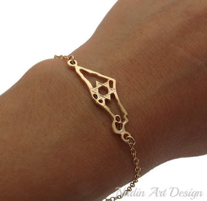 Israel map star gold bracelet