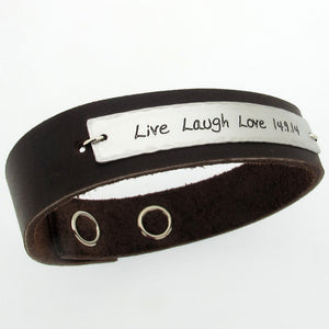 Mens ID Initial Leather Bracelet