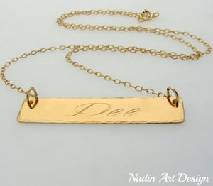 Nameplate gold chain necklace