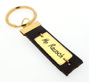 Gold and Leather Custom Keychain for men