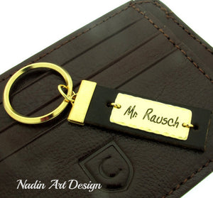 Message engraved custom leather keychain