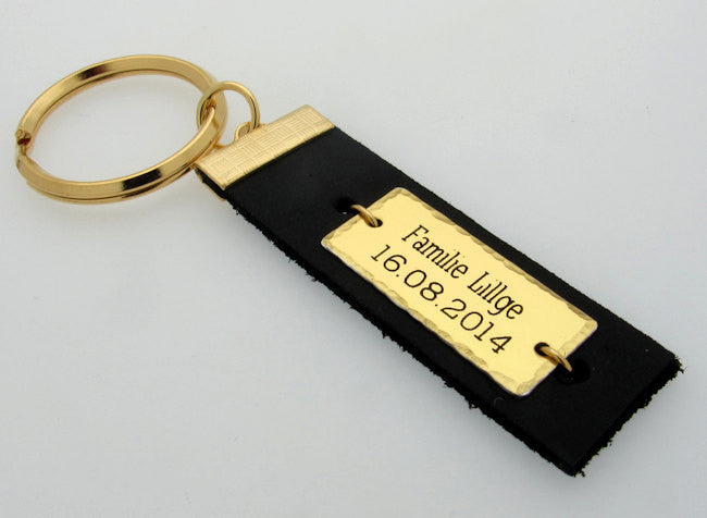 Gold and Leather Custom Keychain for men -Men's Key chain-Gift for Dad ...