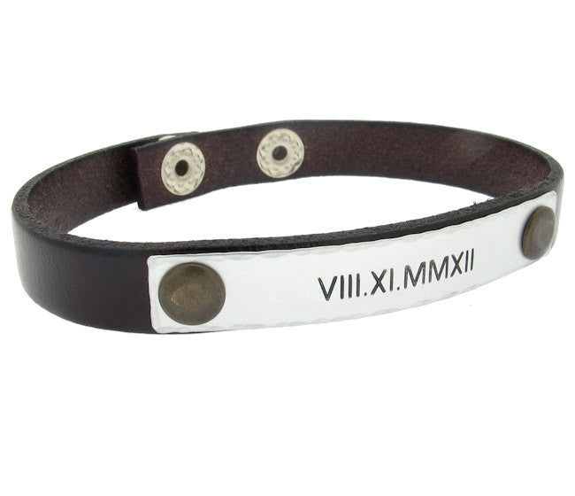 GPS coordinates leather bracelet