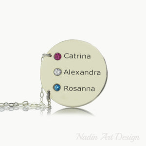 Names personalized birthstone necklace