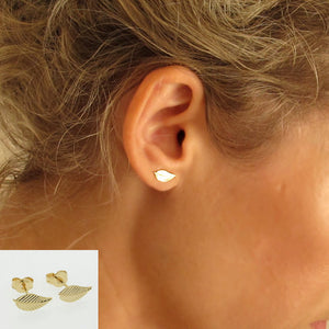 Tiny Silver Leaf Stud Earrings