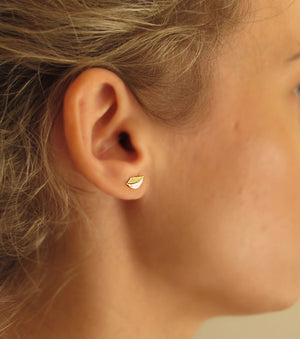 Gold Filled Leaves Stud Earrings