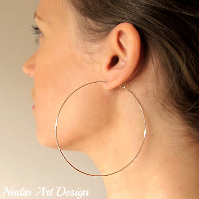 Thick Classic Solid Gold Hoop Earrings - Aris Designs