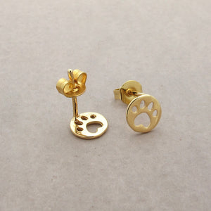 Dog Paw Tiny Gold Stud Earrings