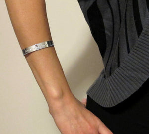 Hebrew Writing Sterling Silver Cuff Bracelet