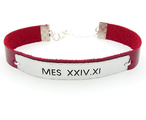 Adjustable Red Leather Name Bracelet