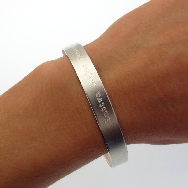 Message Engraved Open Bangle Bracelet