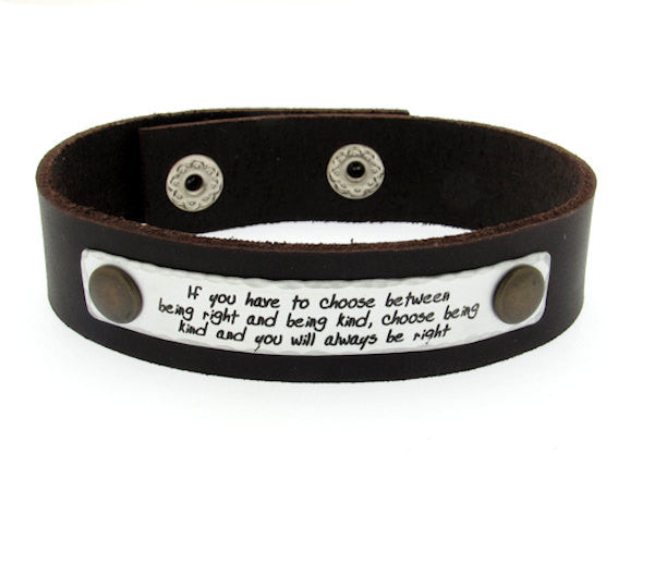Quote leather bracelet