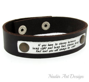 Quote leather bracelet