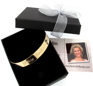 Engraved Gold Womens Bracelet Upper Arm Gold Bracelet