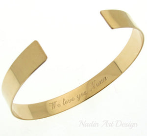 Quote engraved gold cuff