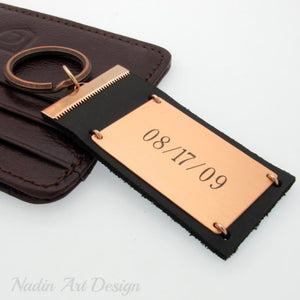Personalized leather metal keychain