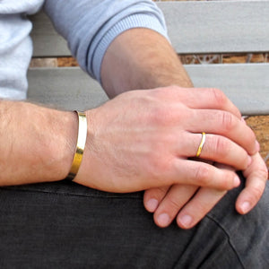 Gold Cuff Bracelet for men. Anniversary Gift for Husband