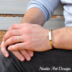 Classic gold id bracelet for men - Gold Filled Cuff - Mens gold bracelets