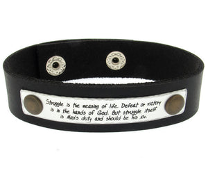 Personalized Leather Bracelet, Custom Engraved Text Cuff