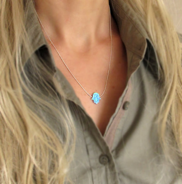Hamsa Necklace - Jewish Lucky Jewelry - Fatima hand necklace