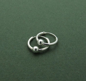 Small Sterling Silver Hoop Earrings with Beads