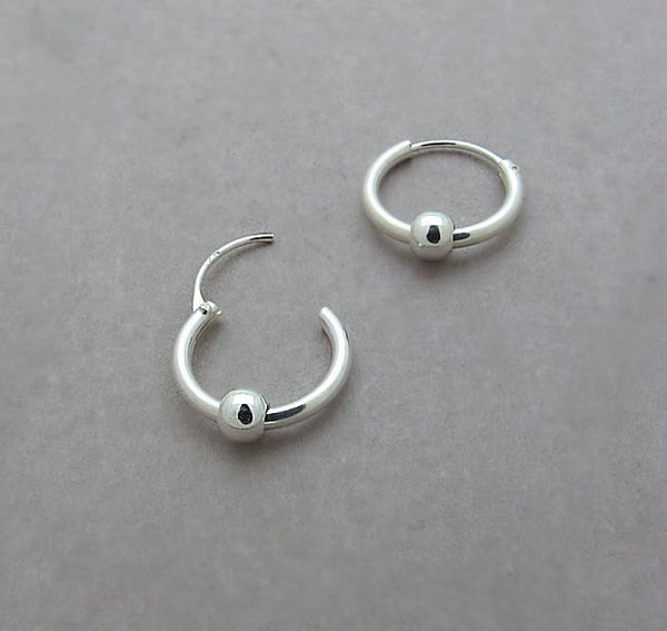 Small Sterling Silver Hoop Earrings with Beads