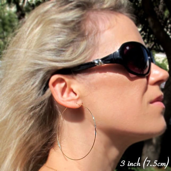 Elegant Classic Large Gold Hoop Earrings 3 inch