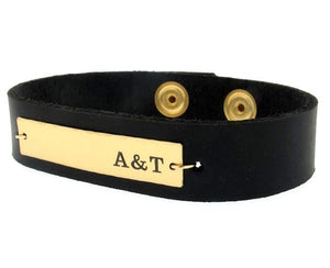Mens ID Initial Leather Bracelet