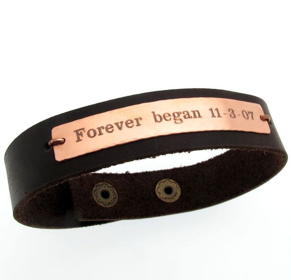 Mens ID Initial Leather Bracelet