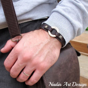 Leather wristband ID cuff