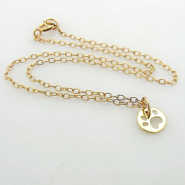 Gold Paw Charm Necklace - Minimalist pendant