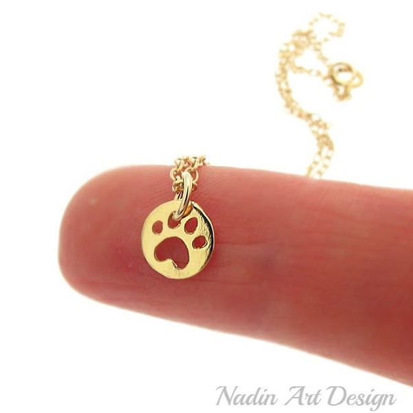Gold Paw Charm Necklace - Minimalist pendant