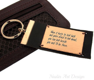 Custom quote engraved leather keychain