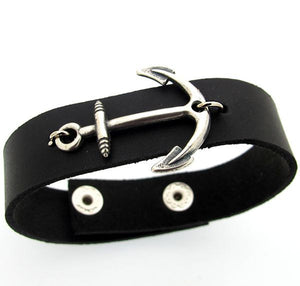 Leather Bracelet with Anchor - Mens Bracelet