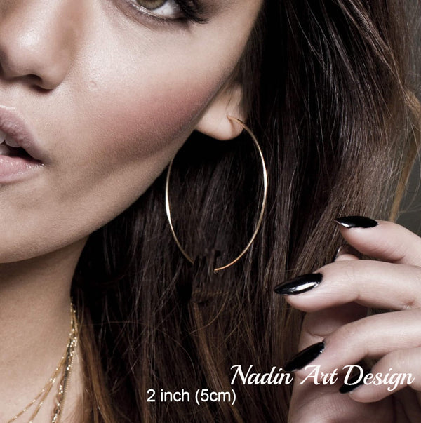 gold filled hoops 2 inch - handmade hoop earrings in gold