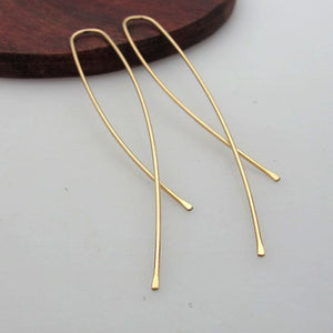 Long Gold Earrings - Modern Earrings - Wire Threader Earrings