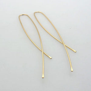 Long Gold Earrings - Modern Earrings - Wire Threader Earrings