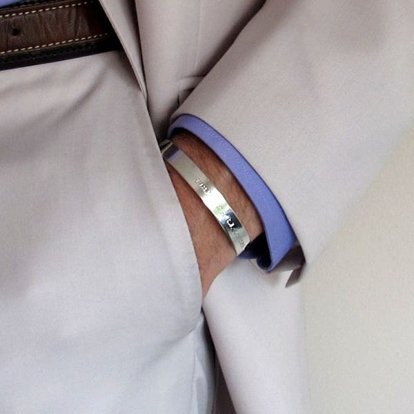 Birthday Gift for Dad - Engraved cuff Bracelet Sterling silver 925