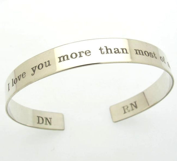Old English Font Engraved Bracelet, 925 Sterling silver