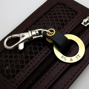 Fathers Day Gift - Personalized Black Leather Keychain