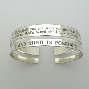 Quote Engraved Sterling Silver Cuff - Gift for Her