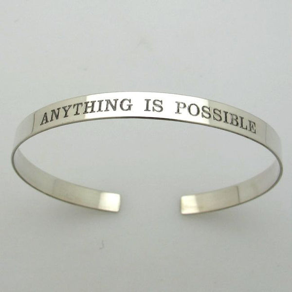 Quote Engraved Sterling Silver Cuff - Gift for Her