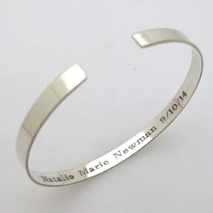 Quote Engraved Sterling Silver Cuff - Gift for Her