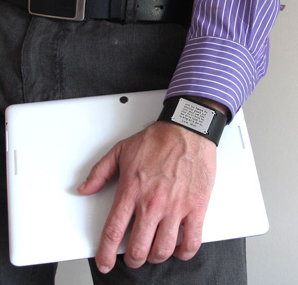 Wide Cuff with Quote - Mens Bracelet